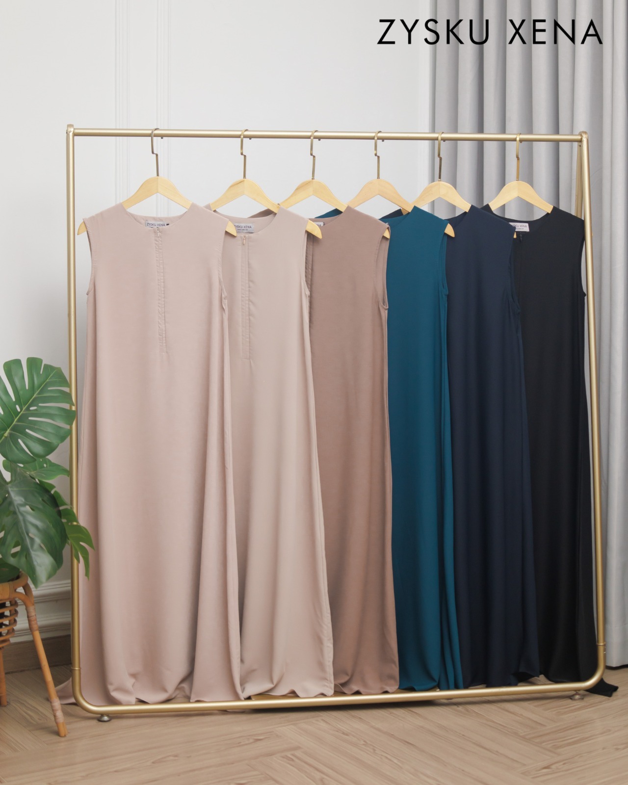 Zysku Xena | Airi Basic Sleeveless Dress - 6 Warna | Gamis Tanpa Lengan Polos