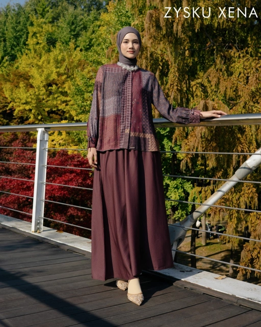 Image of Zysku Xena | Saffra One Set & Blouse - 3 Warna |  Setelan Blus dan Rok Busui Friendly Lebaran