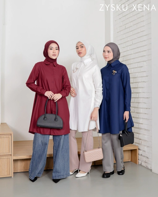 Image of Zysku Xena | Aubrey Shirt - 16 Warna | Kemeja Kerja Basic Kantor Formal Wanita Lengan Panjang