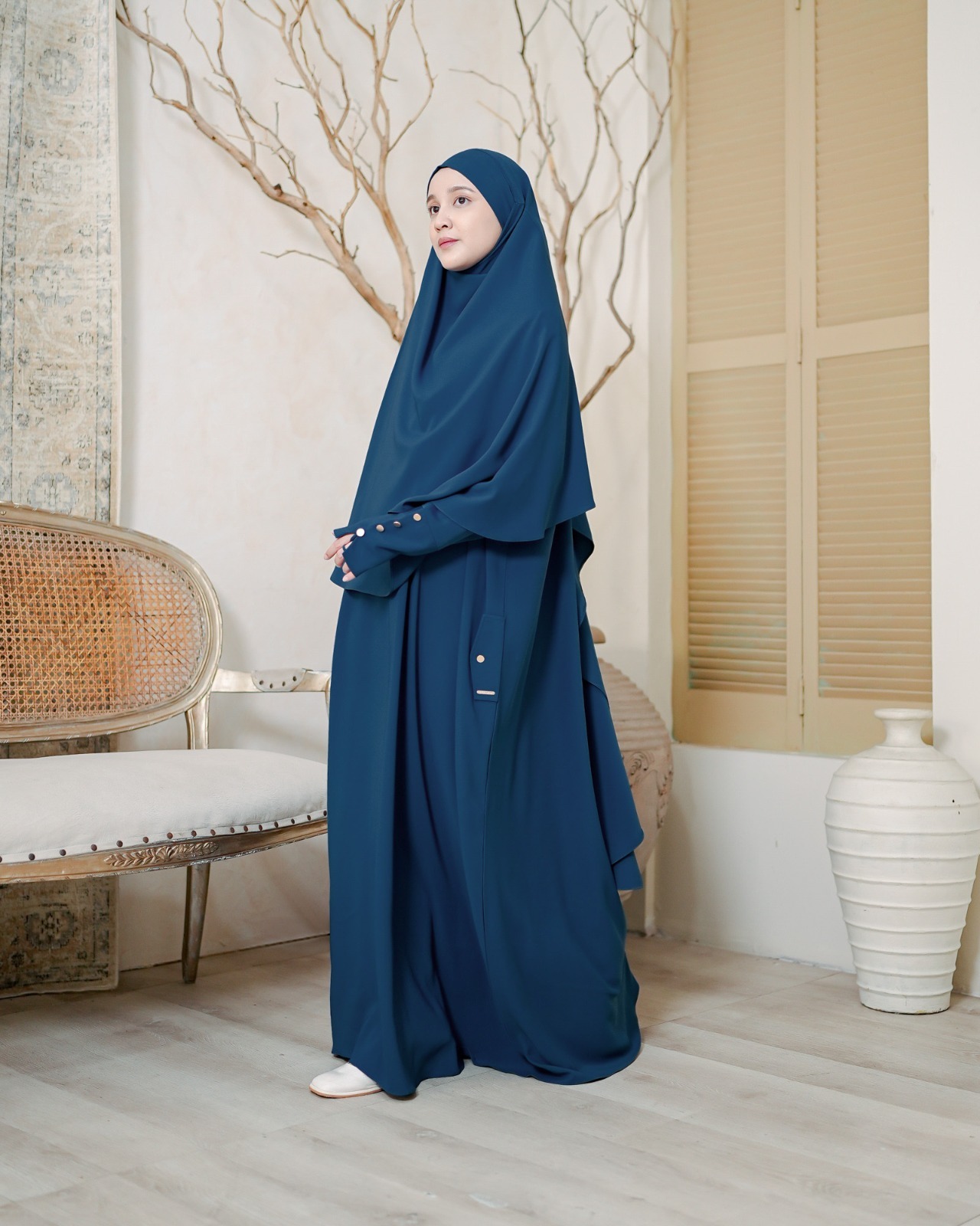 Zysku Xena | Elhaya Set 2 pcs (abaya + khimar) - 7 Warna | Gamis Set Khimar Haji Umroh