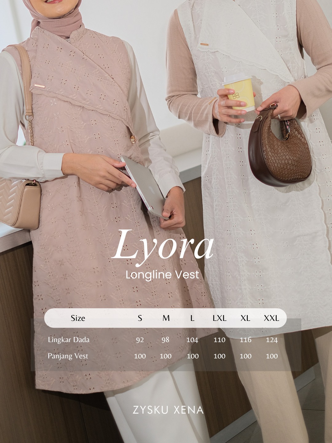 Zysku Xena | Lyora Longline Vest - 3 Warna | Rompi Panjang Tanpa Lengan Katbol