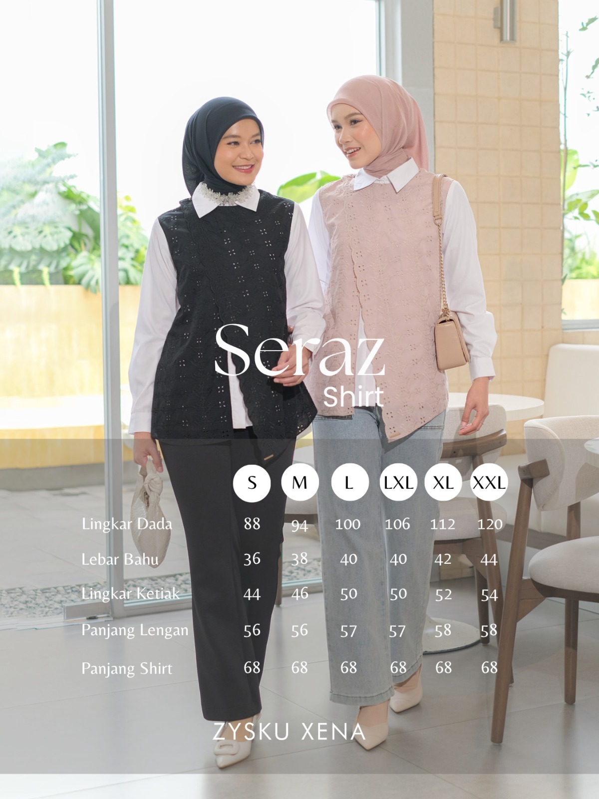 Zysku Xena | Seraz Shirt | Kemeja Polos Kantor Wanita Lengan Panjang Kombinasi Katbol