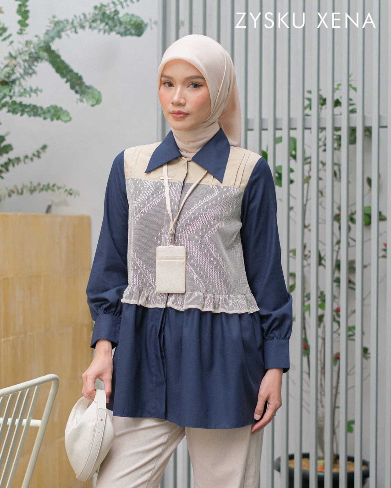 Zysku Xena | Ravine Lace Overlay Shirt - 3 Warna | Kemeja Kantor Formal Wanita Lengan Panjang