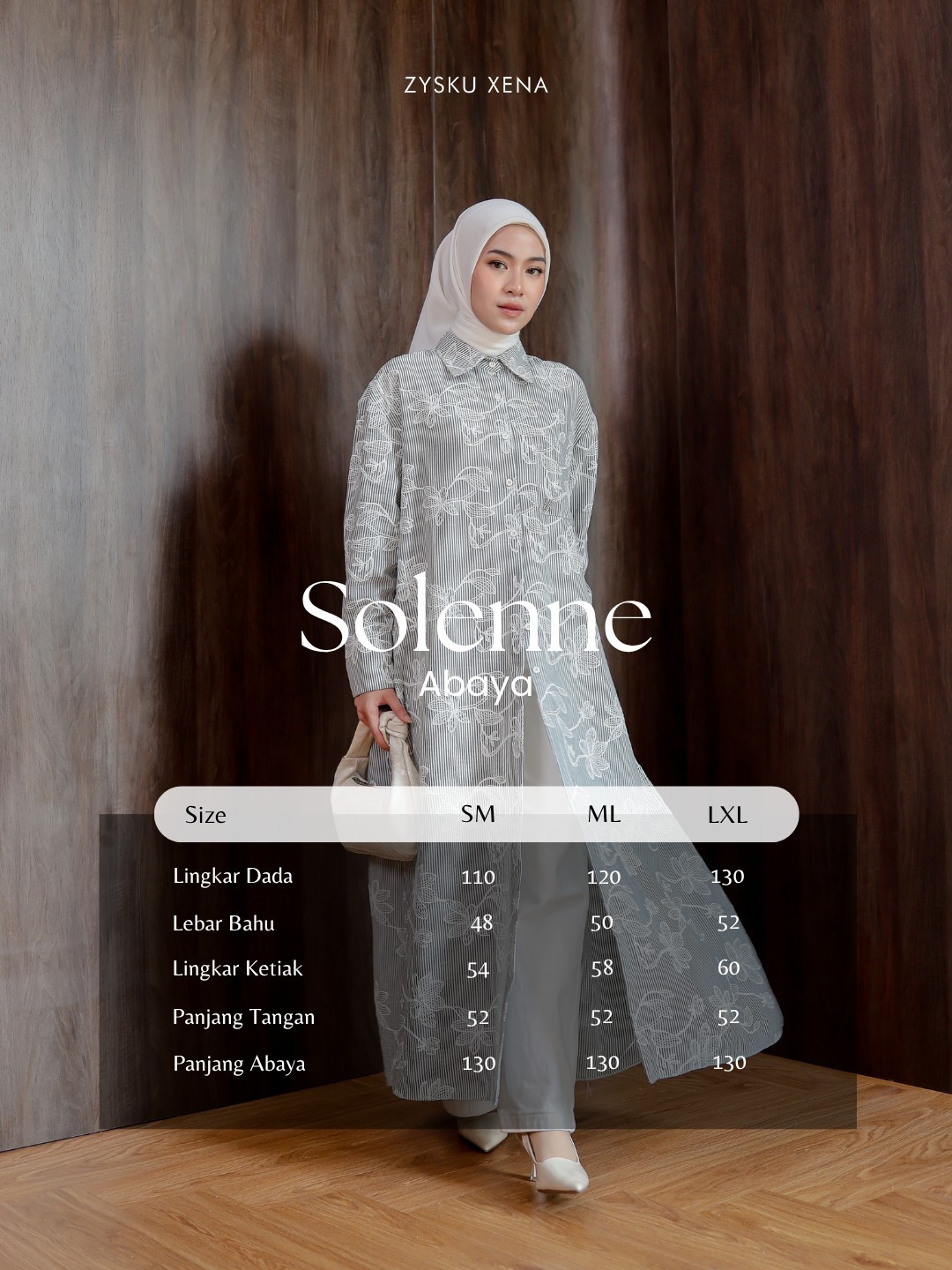 Zysku Xena | Solenne Abaya - 4 Warna | Atasan Luaran Outer Lengan Panjang Stripes Salur Floral