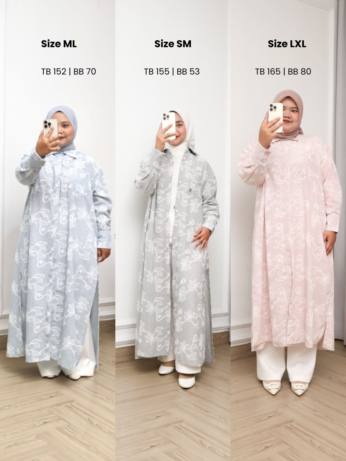 Zysku Xena | Solenne Abaya - 4 Warna | Atasan Luaran Outer Lengan Panjang Stripes Salur Floral