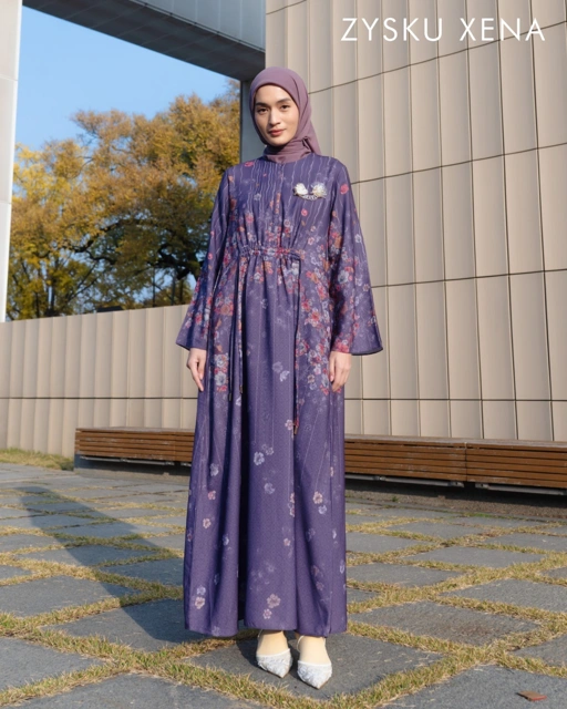 Zysku Xena | Vivera Dress - 3 Warna | Dress Print Busui Friendly Lebaran