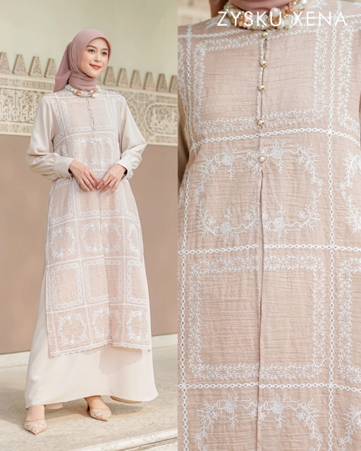 Zysku xena | Petra Dress - 4 Warna | Gamis abaya lebaran bordir rompi