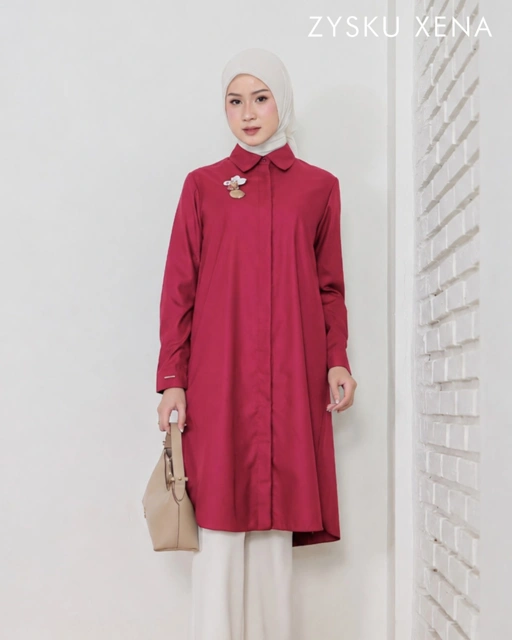 Zysku Xena | Basic Long Shirt - 9 Warna | Kemeja Kerja Polos Kantor Wanita Lengan Panjang