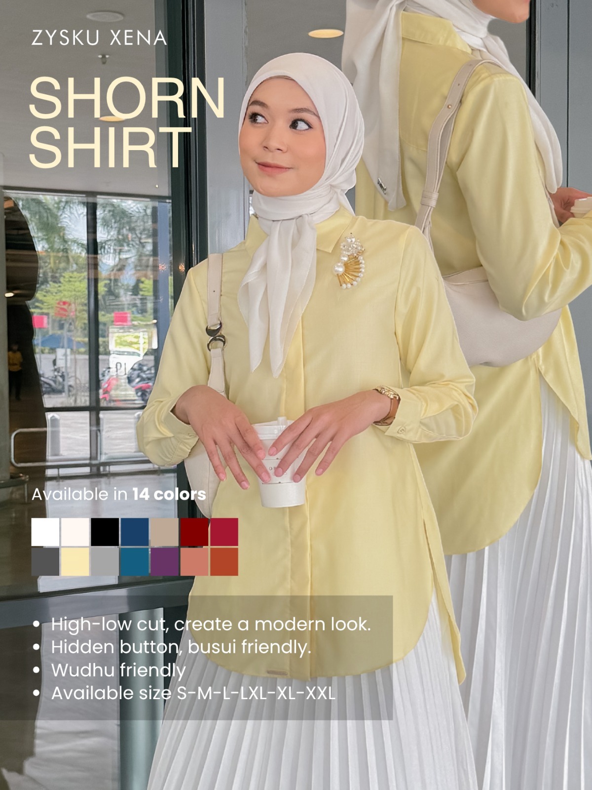 Zysku Xena | Shorn Basic Shirt 16 Warna - Color Group 1 | Kemeja Kantor Formal Wanita Lengan Panjang