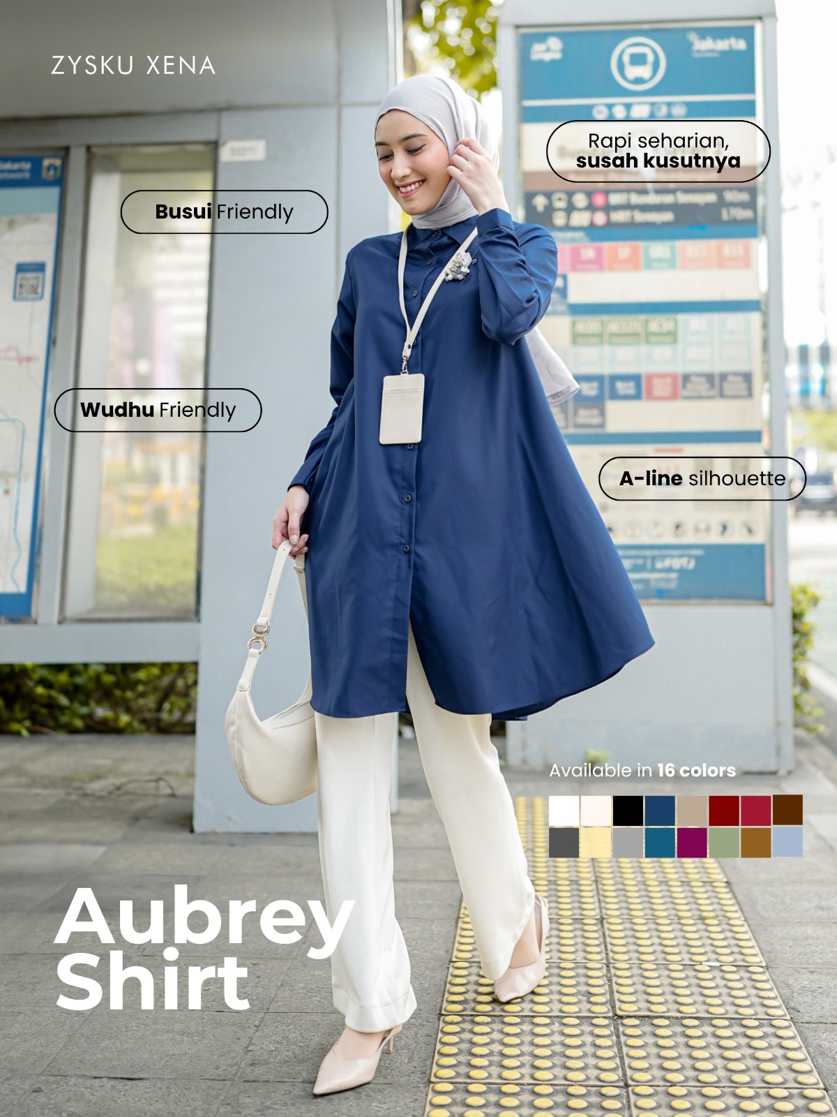 Zysku Xena | Aubrey Shirt - 16 Warna | Kemeja Kerja Basic Kantor Formal Wanita Lengan Panjang