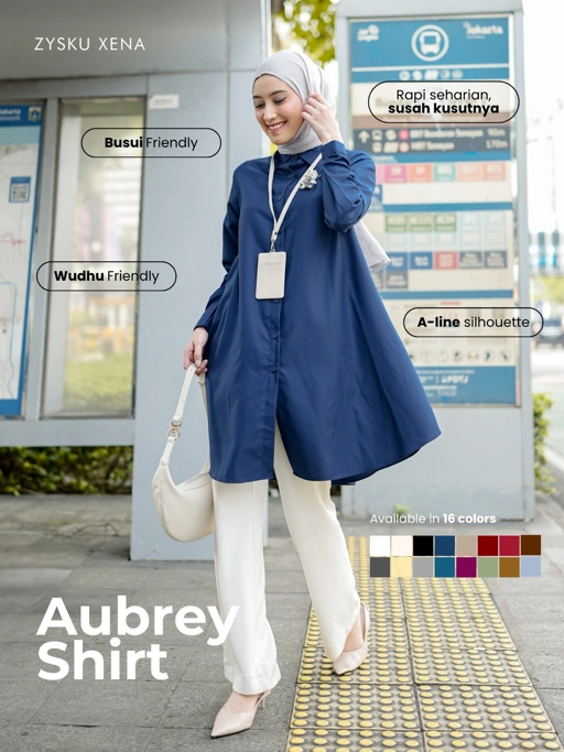 Zysku Xena | Aubrey Shirt - 16 Warna | Kemeja Kerja Basic Kantor Formal Wanita Lengan Panjang