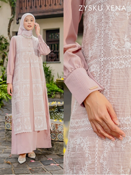 Zysku xena | Petra Dress - 4 Warna | Gamis abaya lebaran bordir rompi