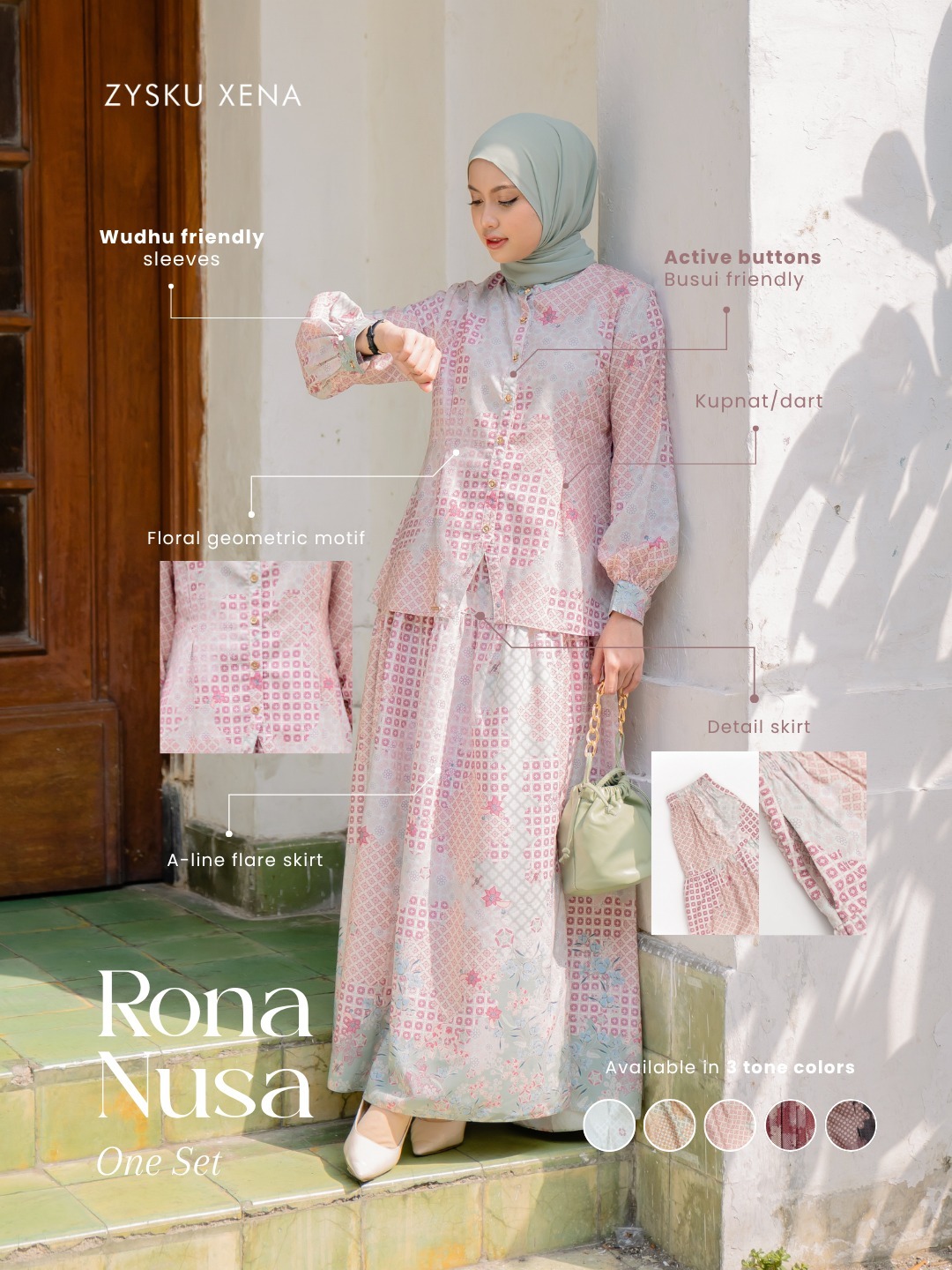 Zysku Xena | Rona One Set - 5 Warna | Setelan Print Batik Inspired Agustusan