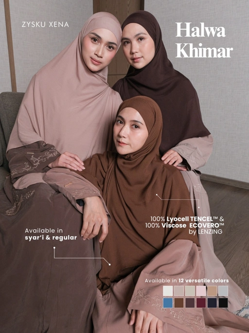 Zysku Xena | Halwa Khiban - 12 Warna | Khimar Bandana Lyocell Tencel & Ecovero Syari x Nisacookie