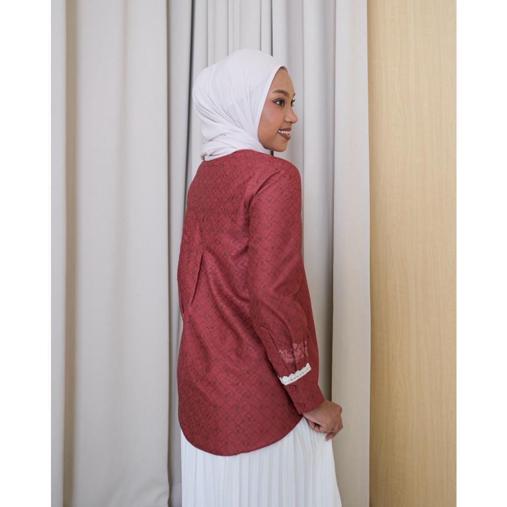  Zysku Xena | Minor Defect | Saka Shirt | Kemeja Agustusan Kerja Motif Kantor Wanita Lengan Panjang