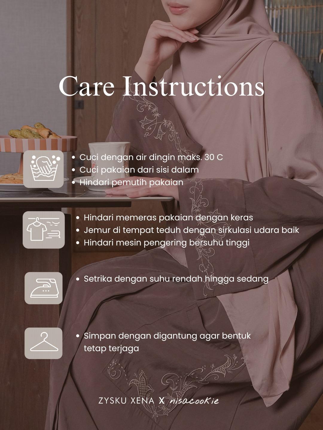 Zysku Xena | Minor Defect | Khaliyah Abaya - 6 Warna | Gamis Syari Cupro ANTI UV Bordir x Nisacookie