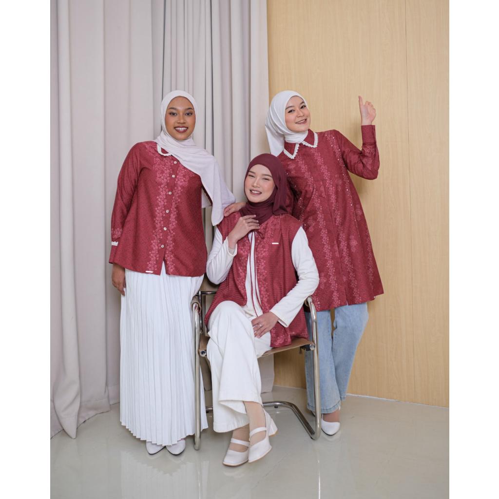  Zysku Xena | Minor Defect | Saka Shirt | Kemeja Agustusan Kerja Motif Kantor Wanita Lengan Panjang