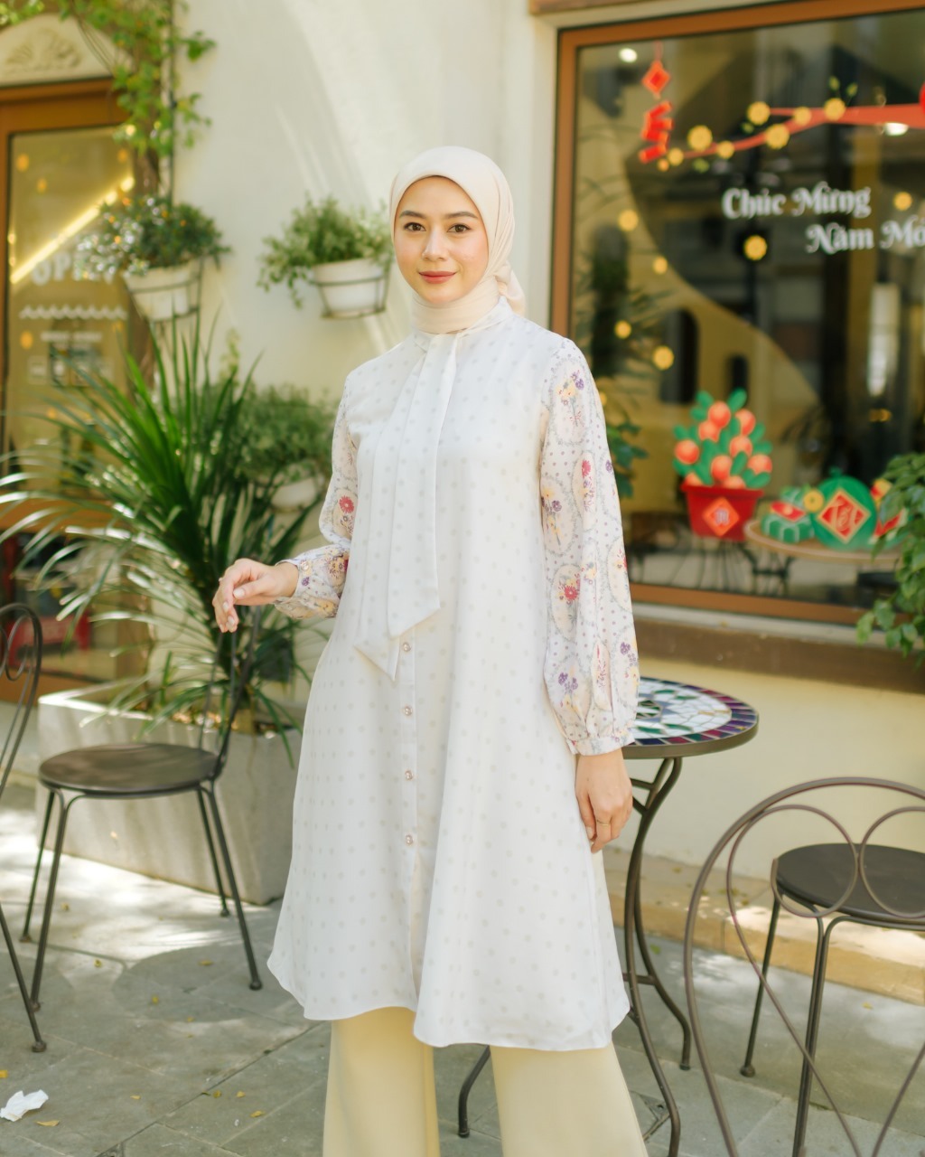 Zysku Xena | Quelene Tunic -3 Warna | Tunik Atasan Kemeja Wanita Lengan Panjang Busui Friendly Print Raya