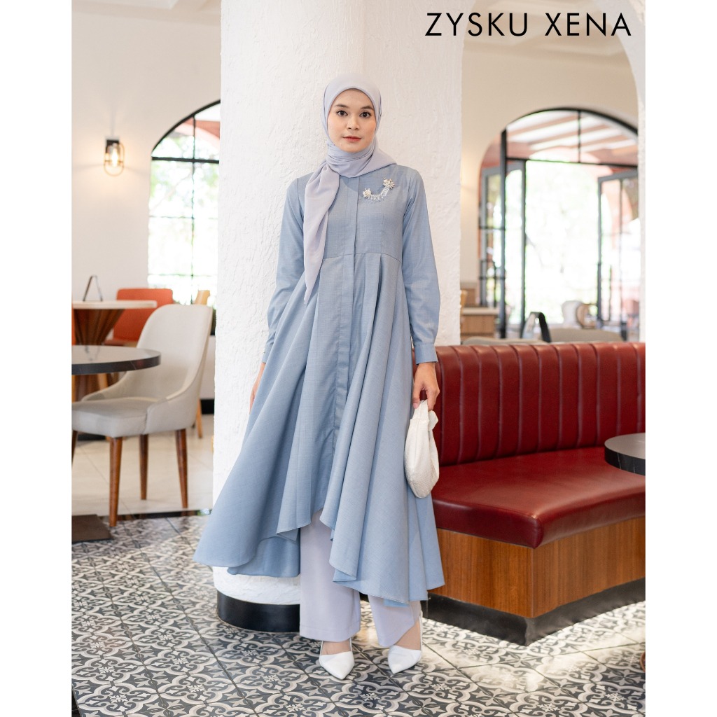 Vimala Tunic - 8 Warna | Zysku Xena | Atasan Tunik Panjang Midi Dress Lengan Panjang Kantor Wanita