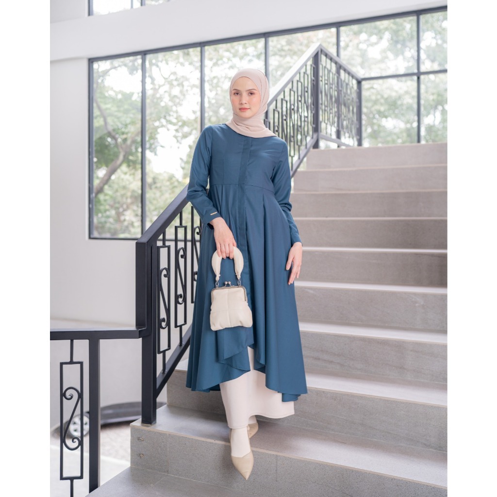 Vimala Tunic - 8 Warna | Zysku Xena | Atasan Tunik Panjang Midi Dress Lengan Panjang Kantor Wanita