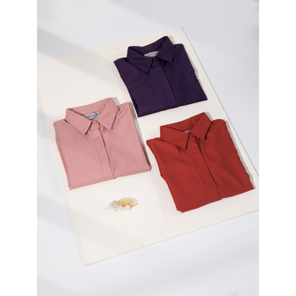 Zysku Xena | Shorn Basic Shirt 16 Warna - Color Group 1 | Kemeja Kantor Formal Wanita Lengan Panjang