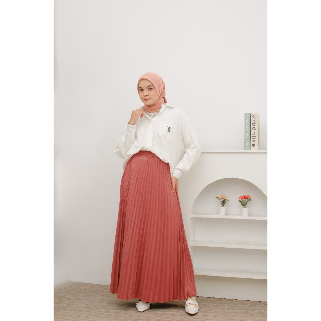 Zysku Xena | Hada Pleated Skirt - 6 Warna | Rok Plisket Lipit Lebar Kantor
