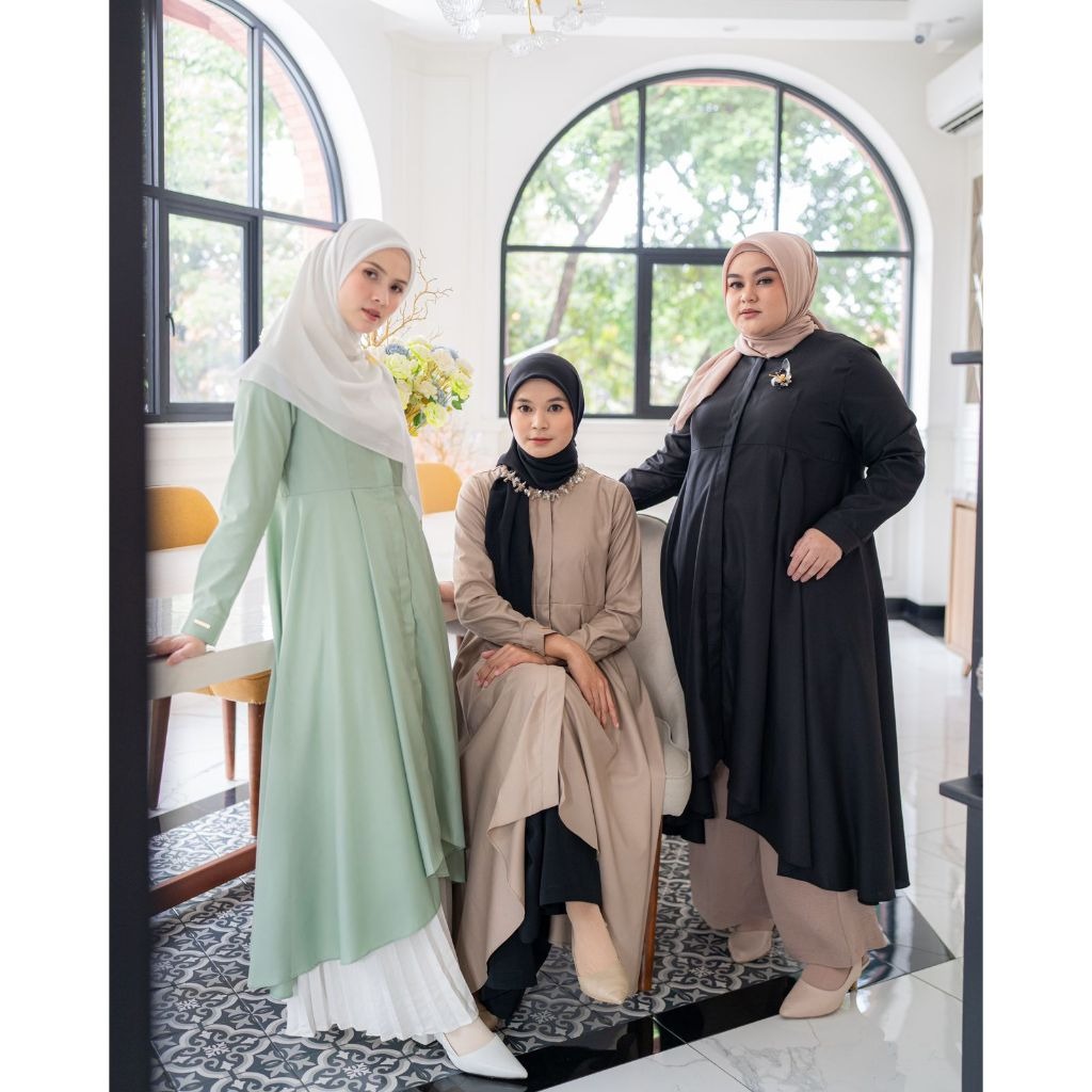 Vimala Tunic - 8 Warna | Zysku Xena | Atasan Tunik Panjang Midi Dress Lengan Panjang Kantor Wanita