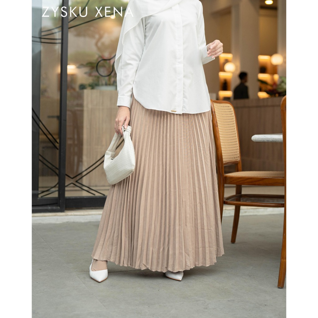 Zysku Xena | Hada Pleated Skirt - 6 Warna | Rok Plisket Lipit Lebar Kantor