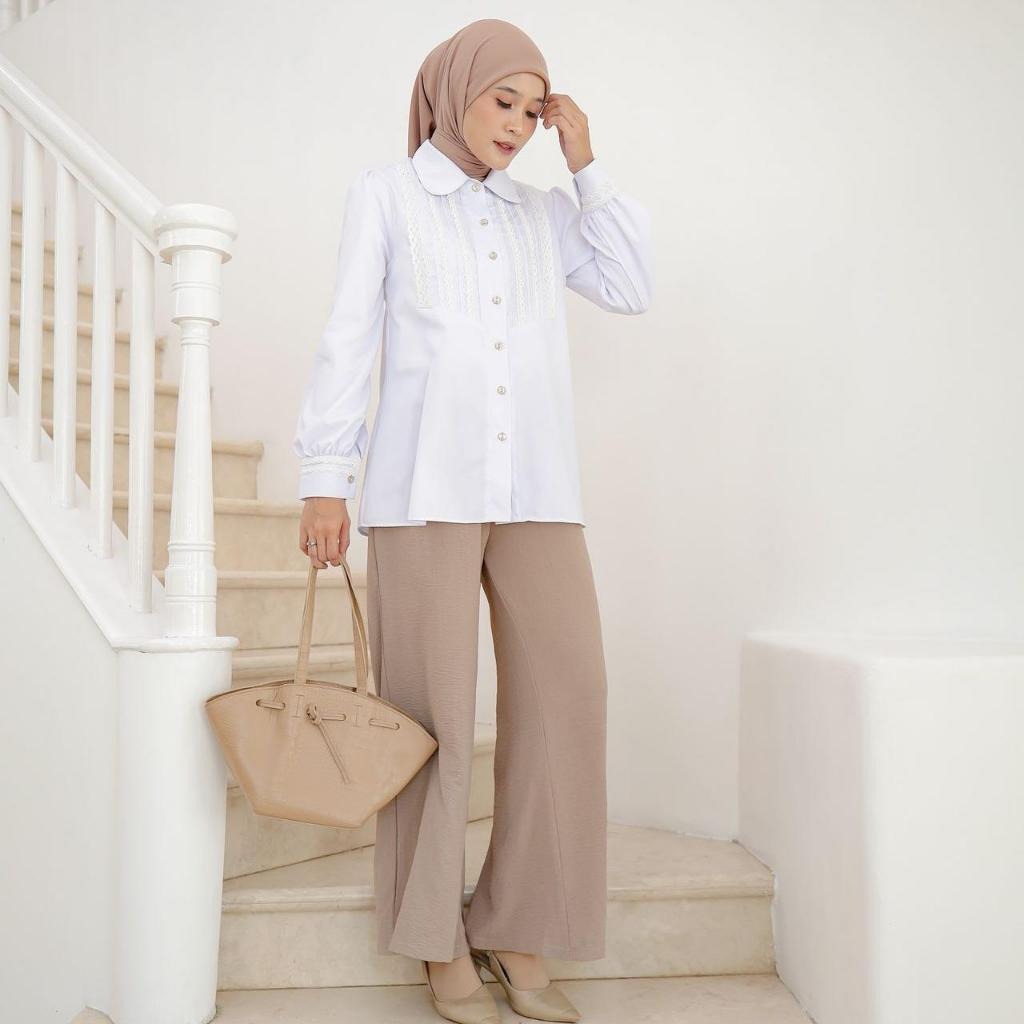 Zysku xena | Dova Shirt | Minor Defect | Kemeja Lengan Panjang Kantor Formal Wanita Renda
