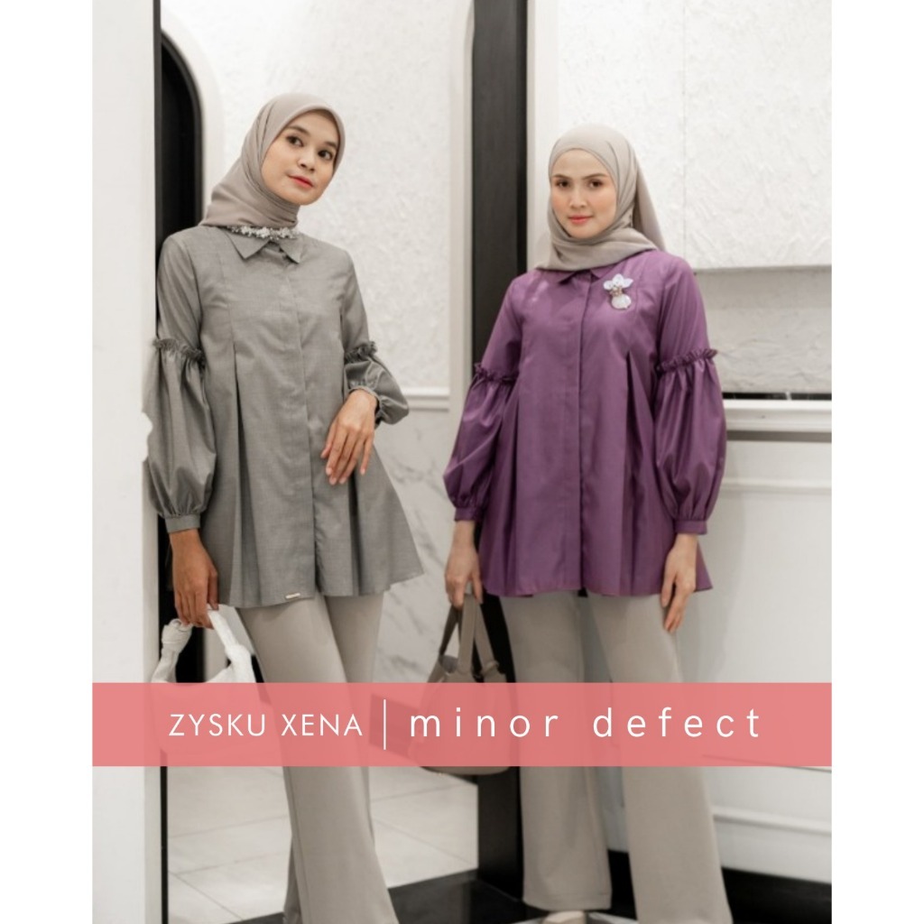 Image of Zysku Xena | Minor Defect | Geranium Top | Atasan Kemeja Wanita Semi Formal Lengan Panjang Balon