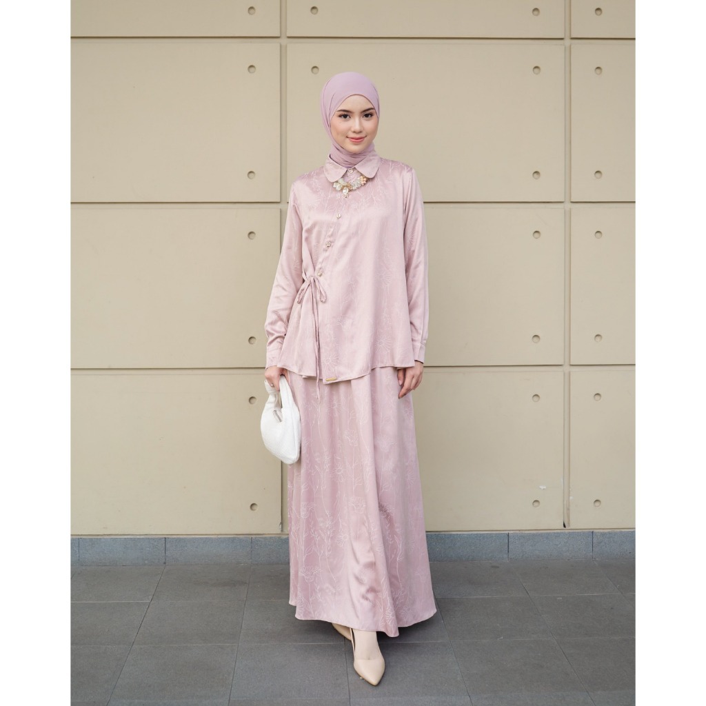 Zysku Xena | Eshal One Set | Atasan Rok Pinggang Karet Setrok Busui Friendly Motif Jacquard