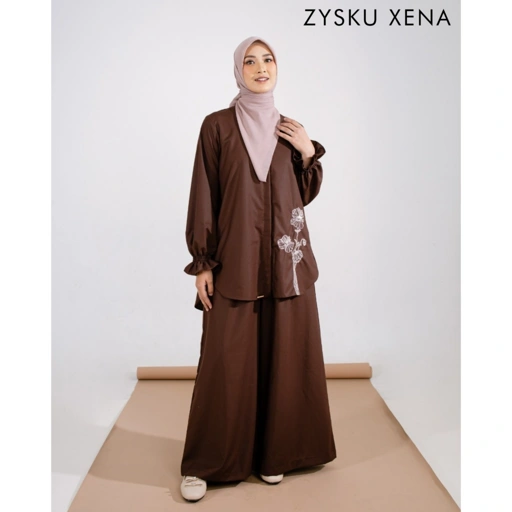 Image of Zysku Xena | Lavatera One Set Tunic & Cullote | Sarimbit Polos Bordir Atasan Kulot Busui Friendly