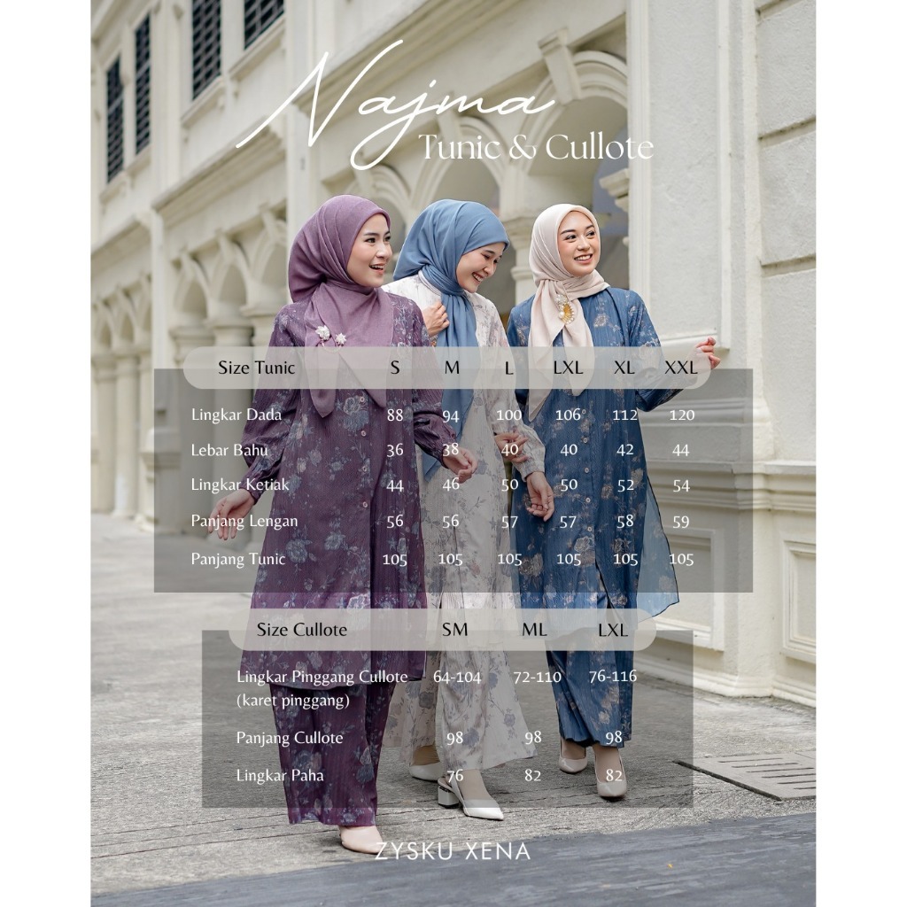 Zysku Xena | Najma Cullote - 4 Warna | Celana Kulot Full Karet Pinggang Wanita Motif Print