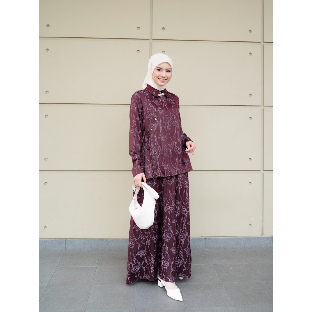 Zysku Xena | Eshal One Set | Atasan Rok Pinggang Karet Setrok Busui Friendly Motif Jacquard