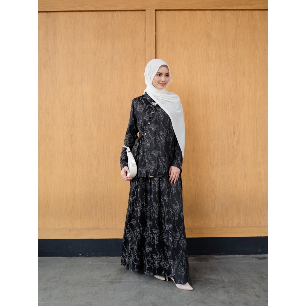 Zysku Xena | Eshal One Set | Atasan Rok Pinggang Karet Setrok Busui Friendly Motif Jacquard