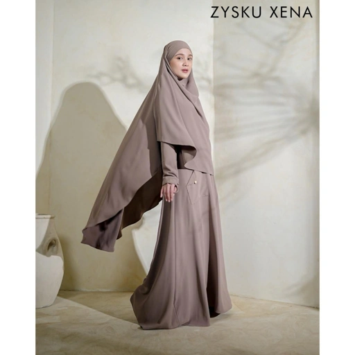 Image of Zysku Xena | Suwayya Abaya Set - 7 Warna | Gamis Dress Lengan Panjang Haji Umroh