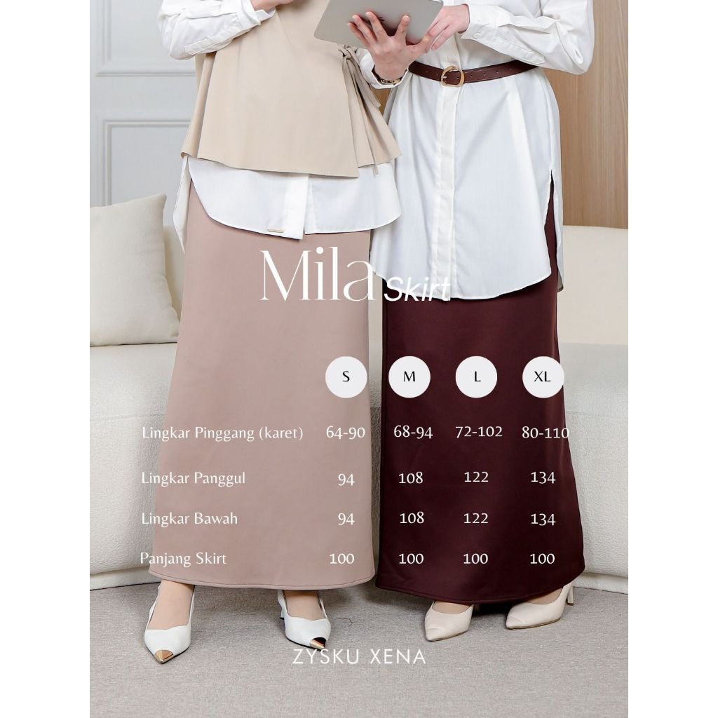 Zysku Xena | Mila Skirt - 4 Warna  | Rok Span Lurus Scuba Semi Formal Casual