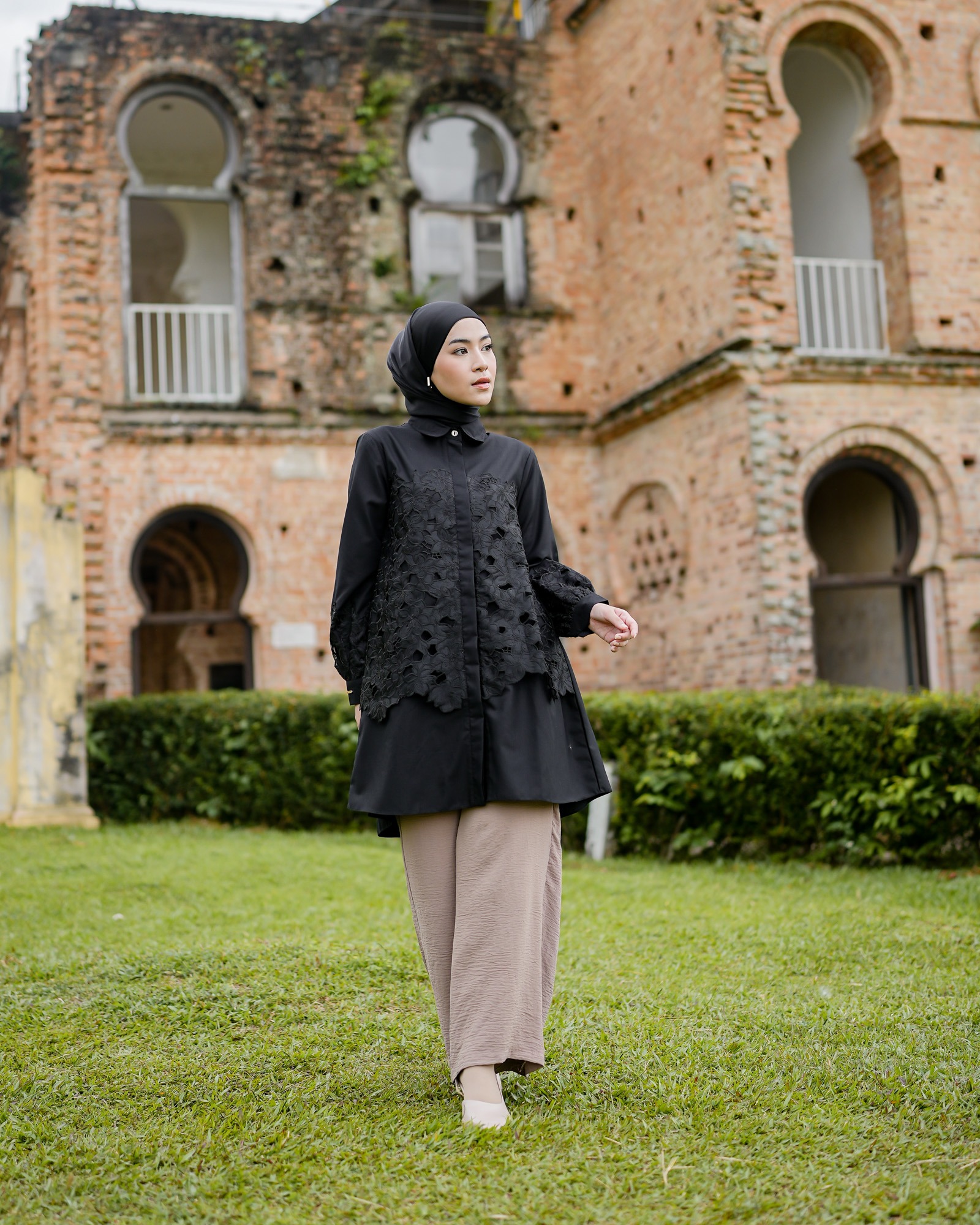 Zysku Xena | Mooi Tunic | Tunik Kemeja Wanita Lengan Panjang Organza Bordir Brokat