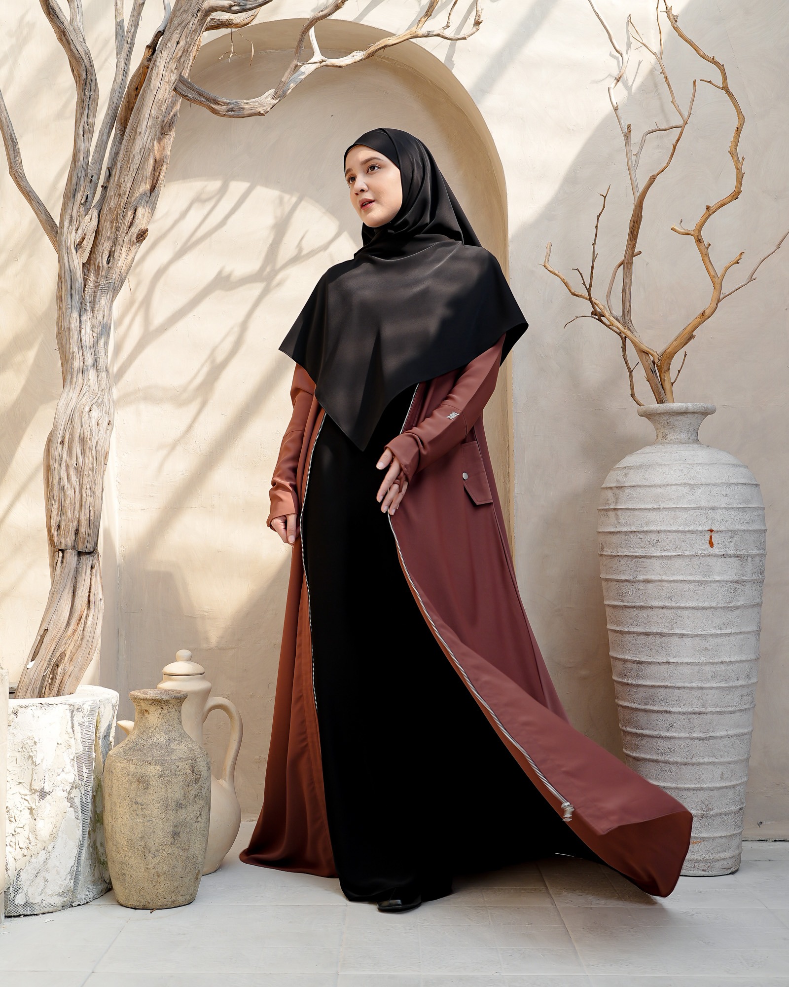 Zysku Xena | Yalla Set Abaya + Outer (free Pashmina) - 4 Warna | Gamis Dress Lengan Panjang Haji Umroh