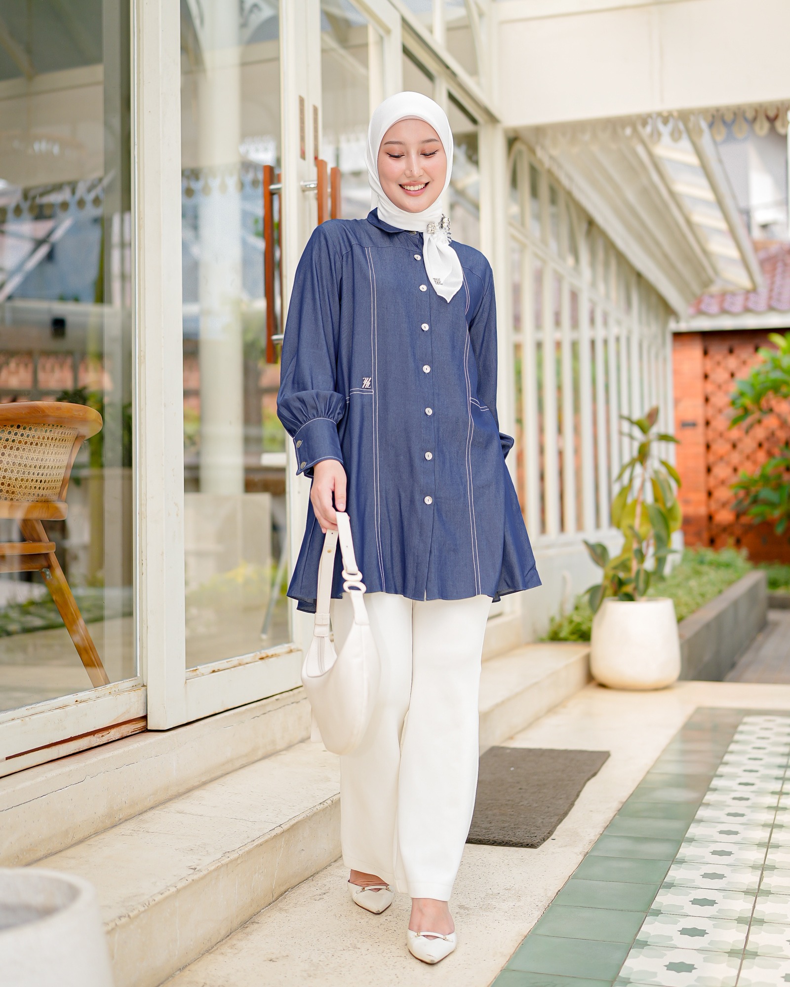Zysku Xena | Isara Tunic  - 3 Warna | Kemeja Tunik Lengan Panjang Wanita Denim Look