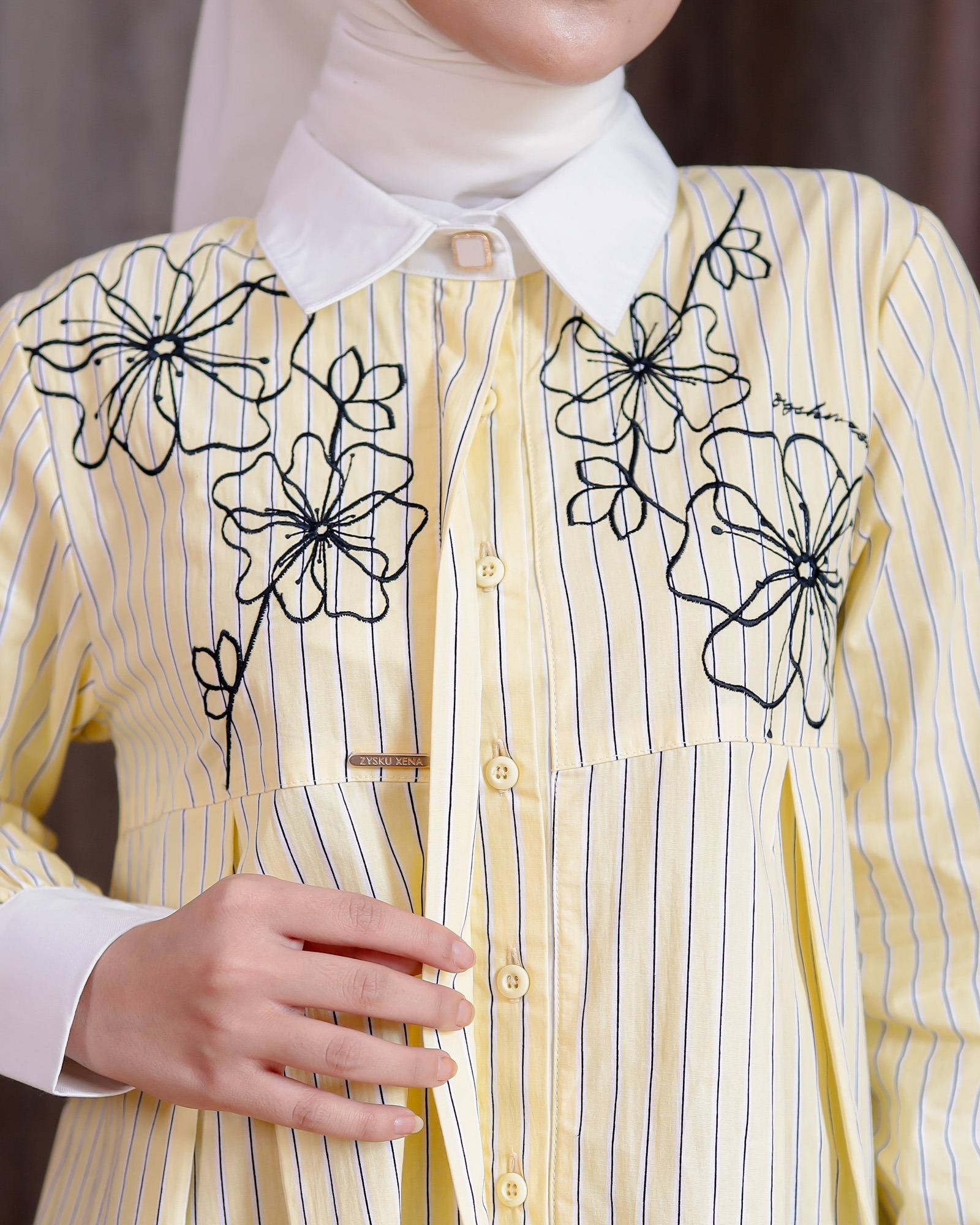 Zysku Xena | Senara Shirt | Kemeja Kantor Katun Lengan Panjang Bordir Wanita