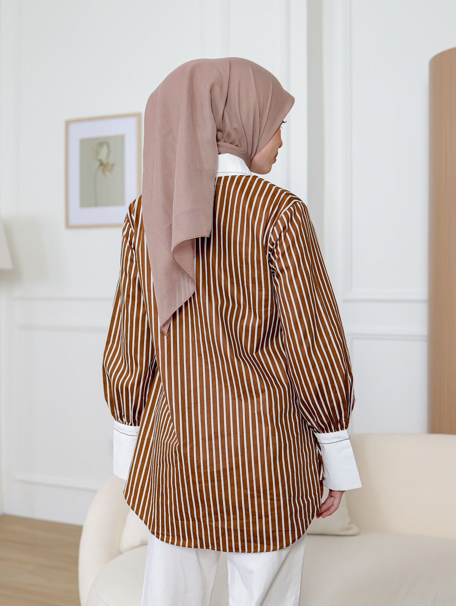 Zysku Xena | Arum Shirt - 2 Warna | Kemeja Kantor Janggan Lengan Panjang Wanita Stripes Salur