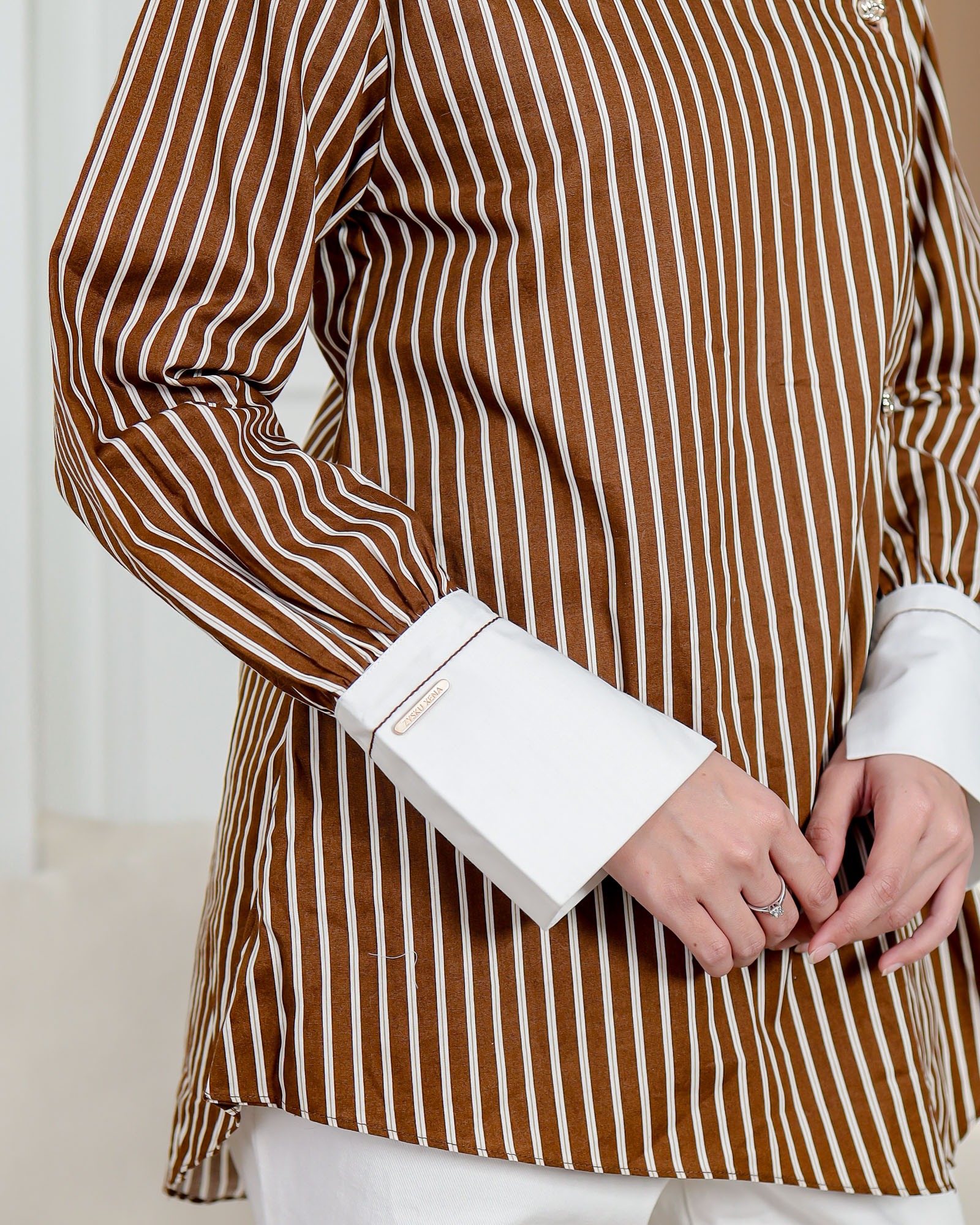 Zysku Xena | Arum Shirt - 2 Warna | Kemeja Kantor Janggan Lengan Panjang Wanita Stripes Salur