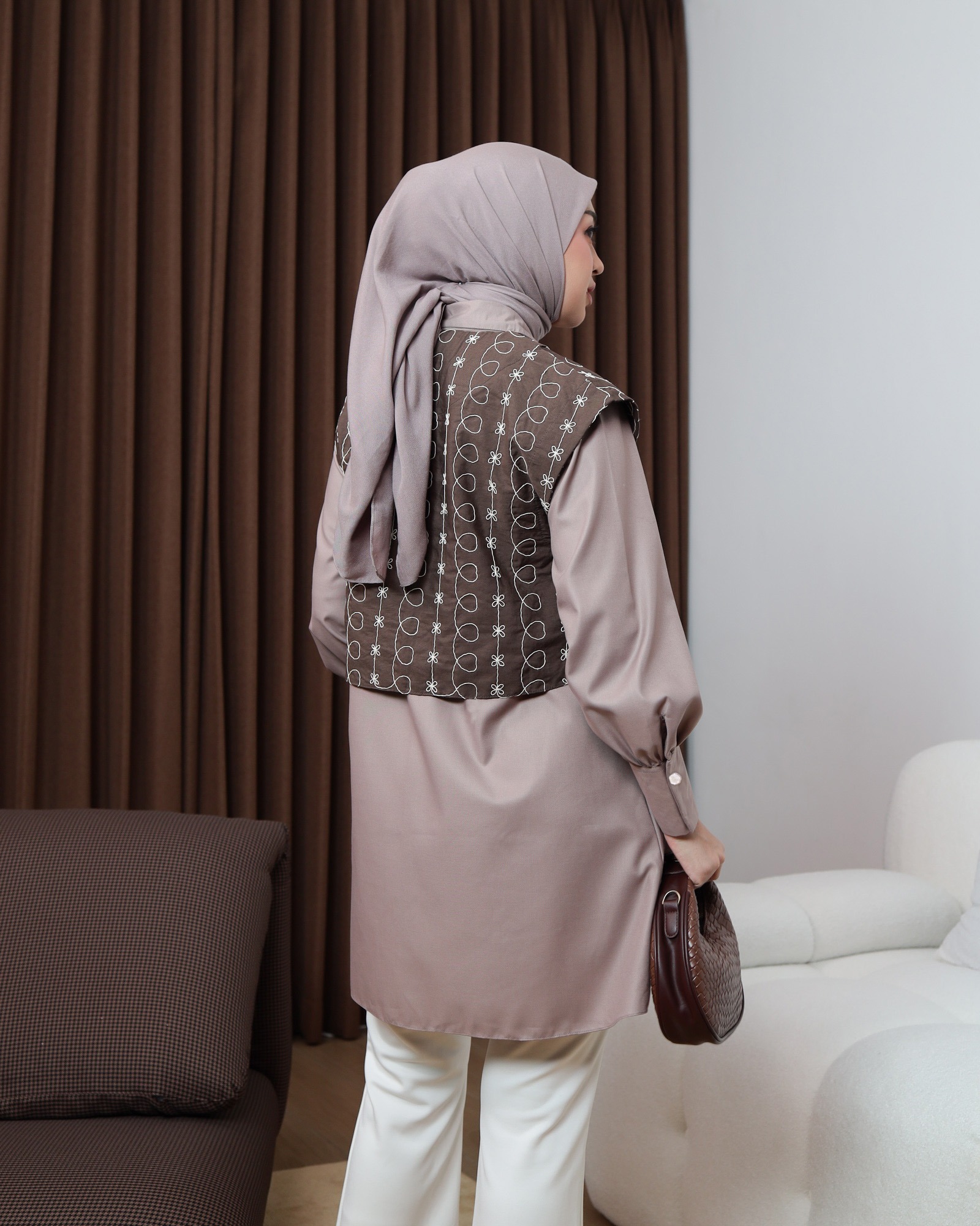 Zysku Xena | Verena Shirt Set - 4 Warna | Set Kemeja Basic Vest Rompi Lengan Panjang Tunik Polos