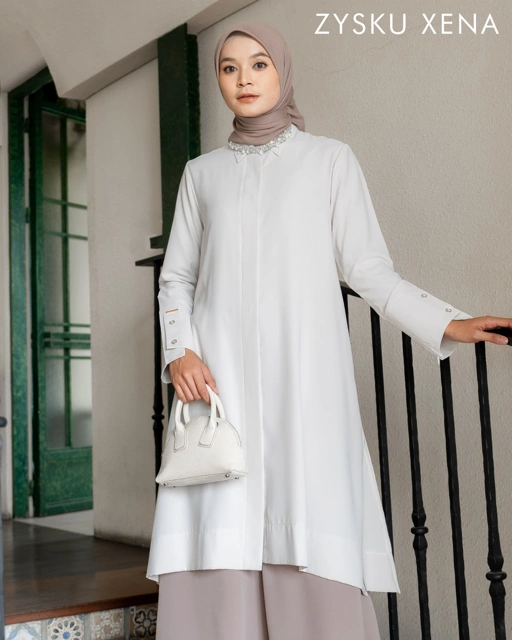 Image of Zysku Xena | Asma Long Shirt | Kemeja Tunic Lengan Panjang Wanita Kantor Formal Busui Friendly
