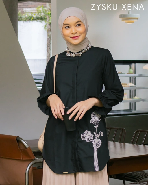 Image of Zysku Xena | Lunavera Tunic - 4 Warna| Tunic Polos Bordir Lengan Panjang Wanita
