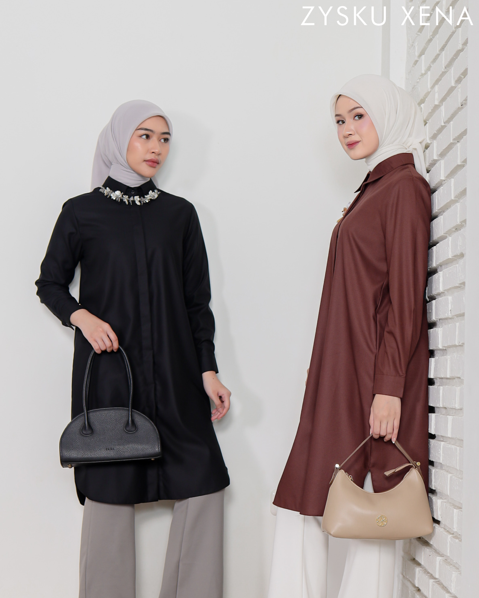 Zysku Xena | Basic Long Shirt - 9 Warna | Kemeja Kerja Polos Kantor Wanita Lengan Panjang