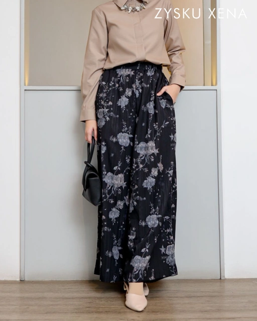 Image of Zysku Xena | Najma Cullote  - 4 Warna | Celana Kulot Full Karet Pinggang Wanita Motif Print