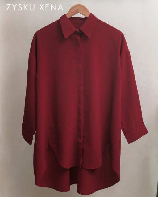 Image of Zysku Xena | Printed Avery Oversized Shirt (POLOS) | Kemeja Kantor Wanita Longgar Oversized Basic Printed