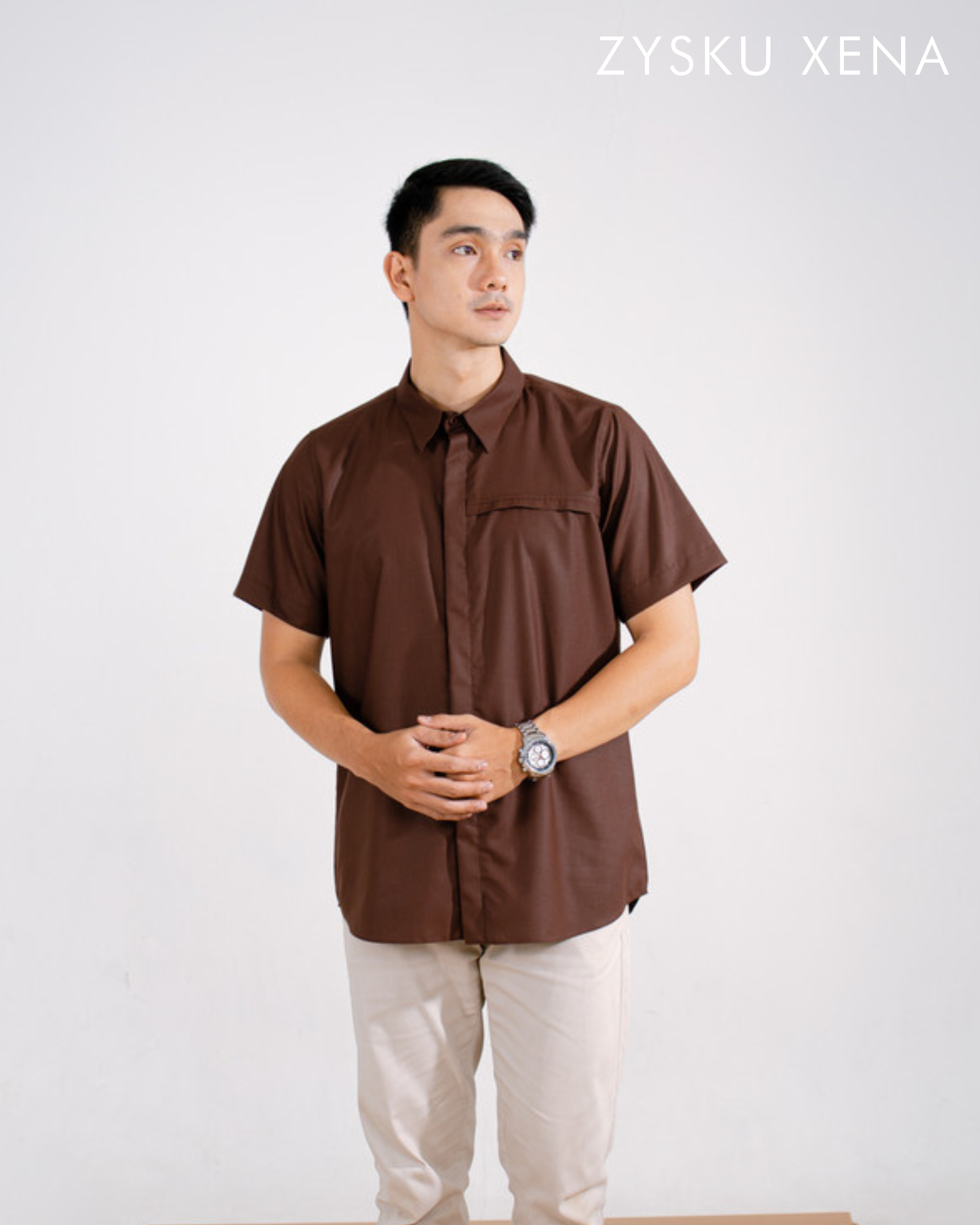 Zysku Xena | Lavatera Man Shirt Lengan Pendek | Sarimbit Kemeja Koko Pria Polos